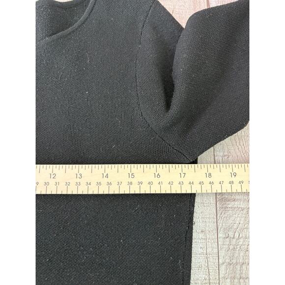Sweater Dress Black Sz Small Knee Length Stretchy Gothic Bell Sleeve Minimalist - Picture 5 of 9